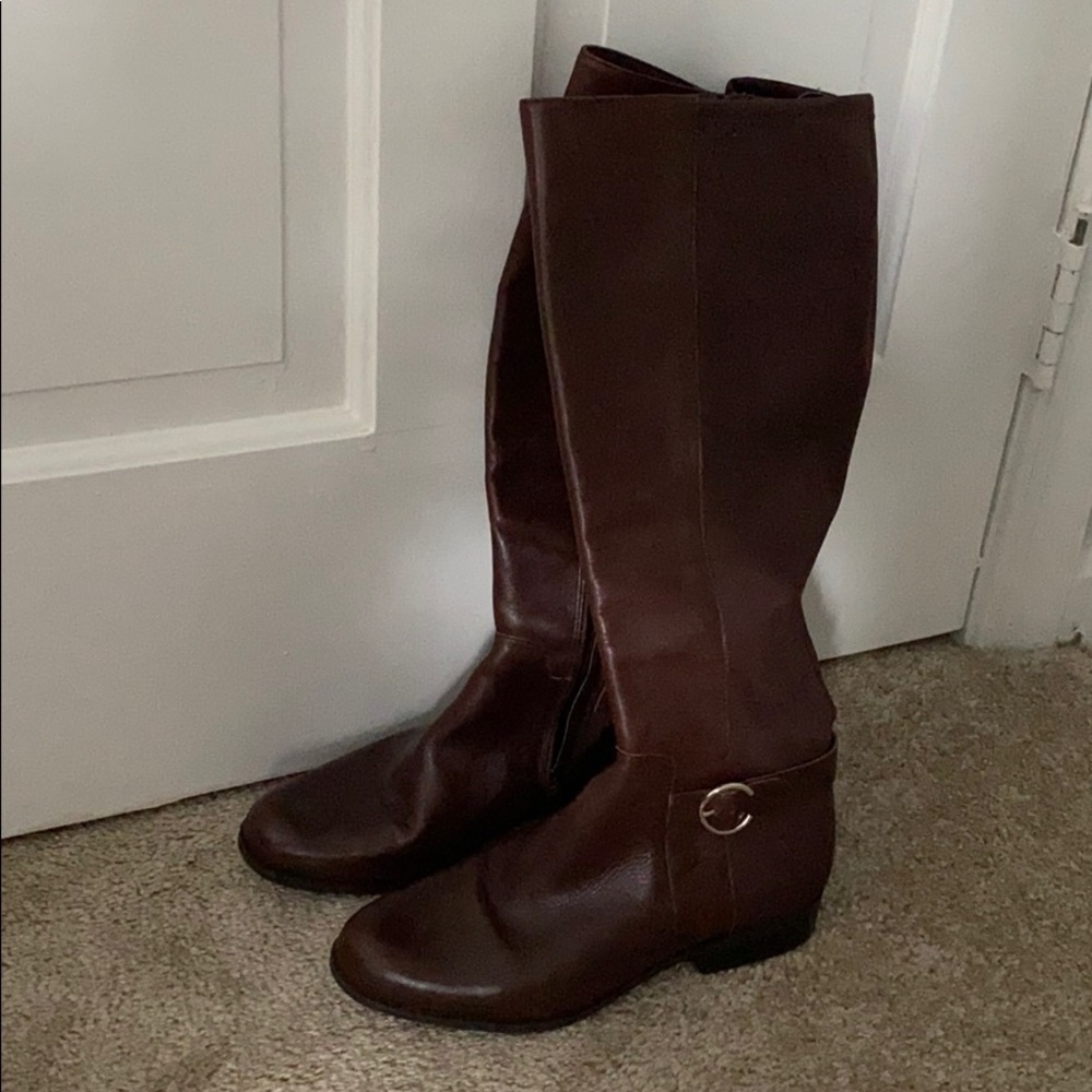 Brown leather boots
